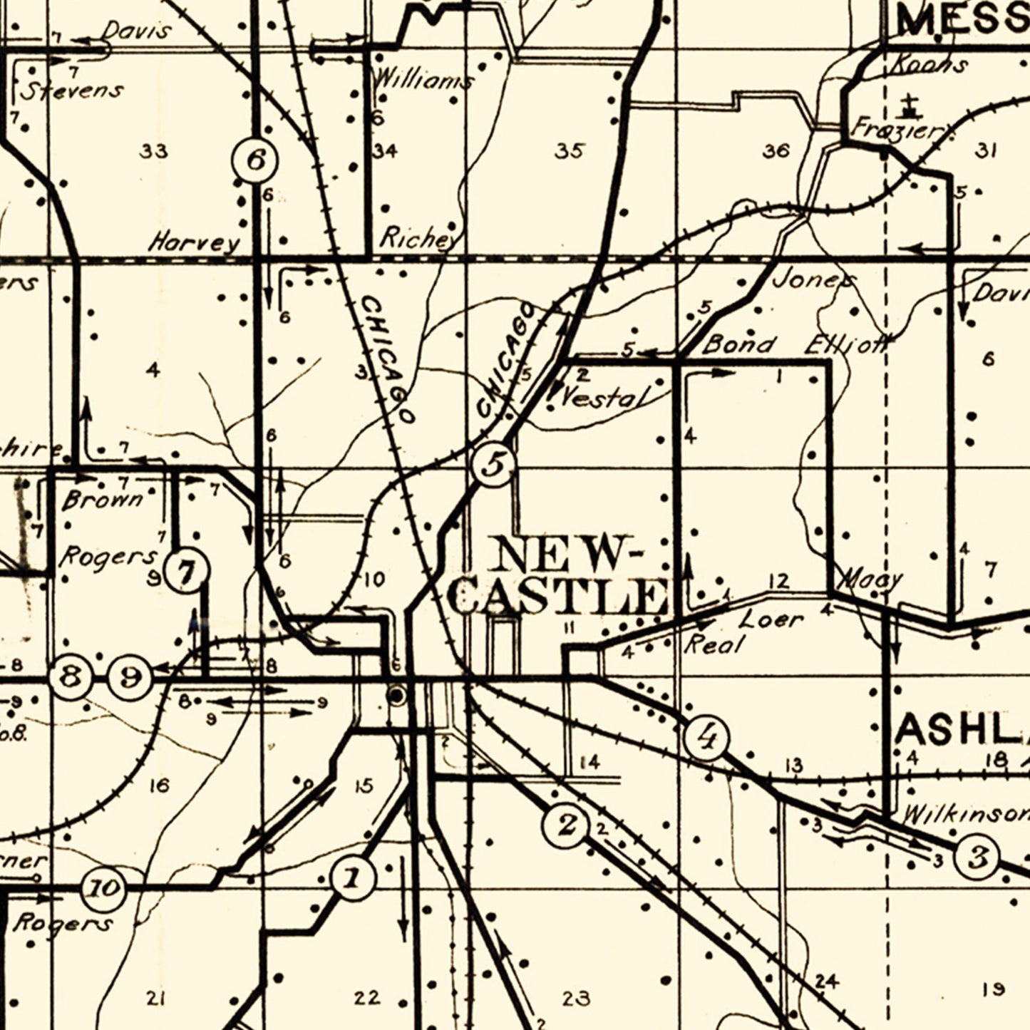 Vintage Map of Henry County, Indiana 1911