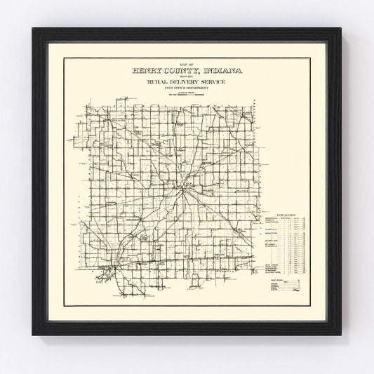 Vintage Map of Henry County, Indiana 1911