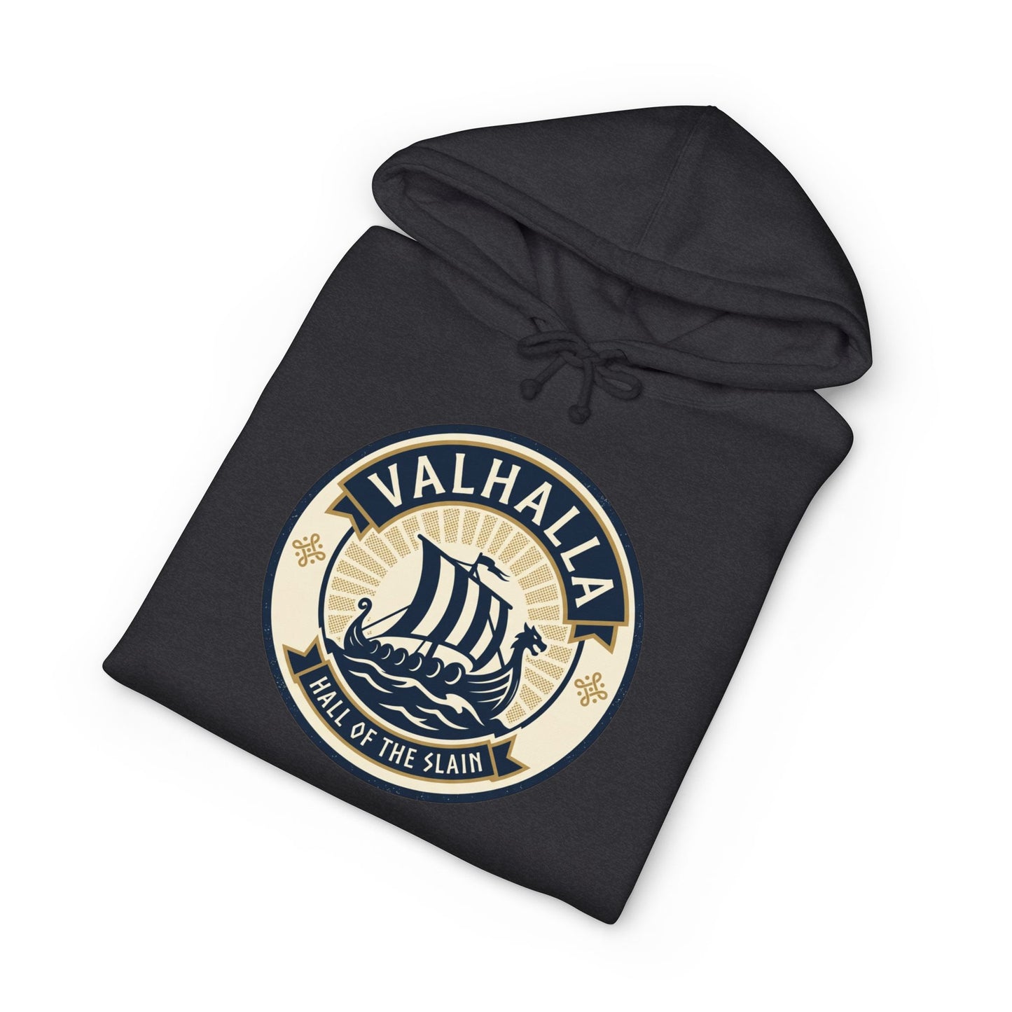 Valhalla Viking Ship Hoodie — Norse Mythology Graphic Pullover