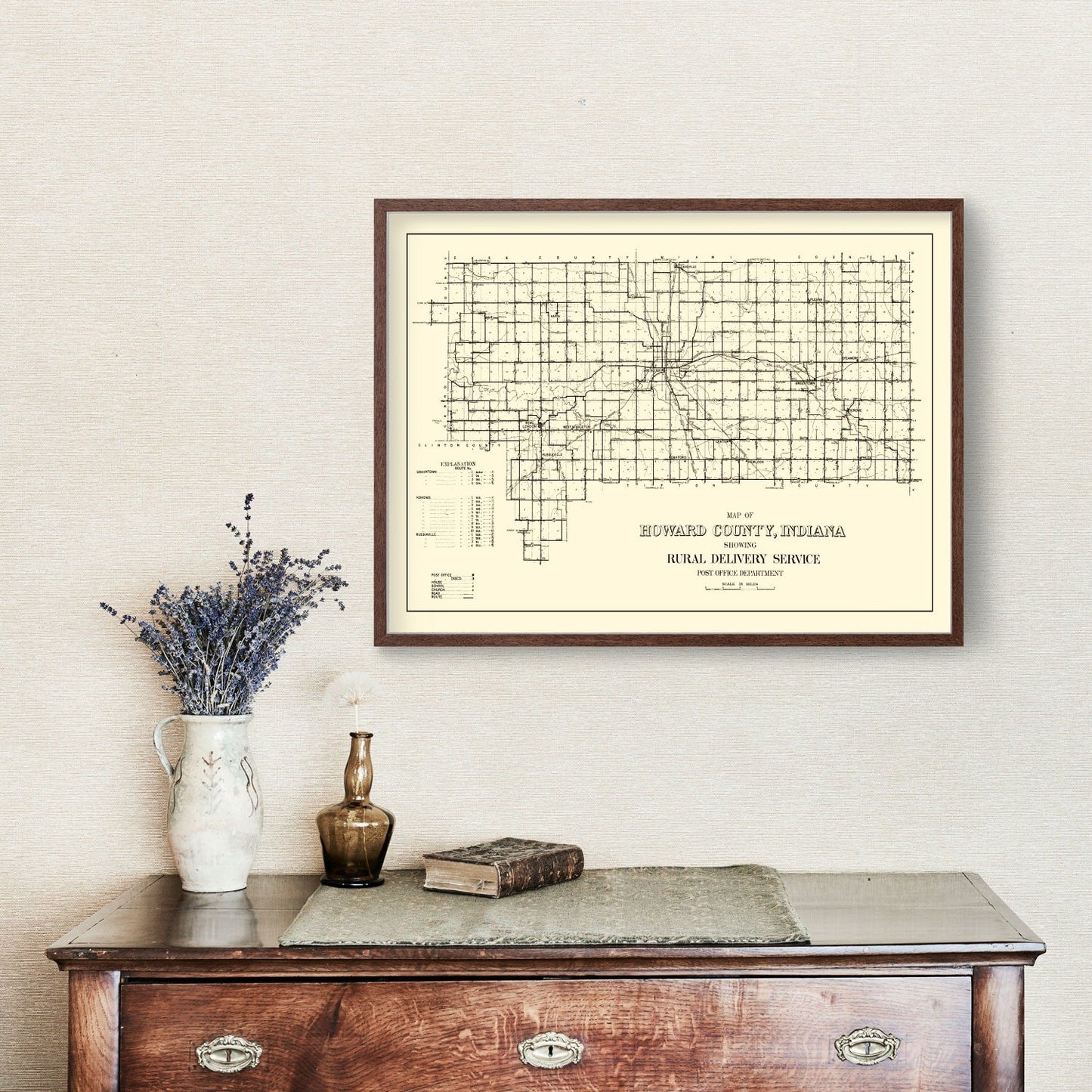 Vintage Map of Howard County, Indiana 1909