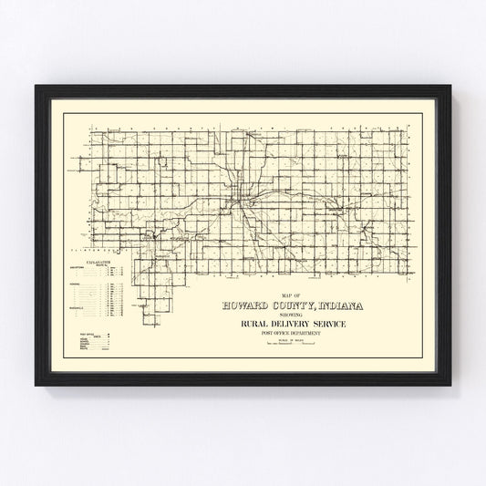Vintage Map of Howard County, Indiana 1909