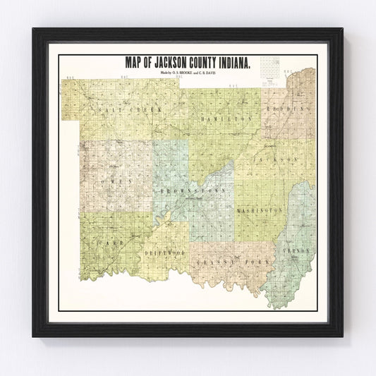 Vintage Map of Jackson County, Indiana 1917
