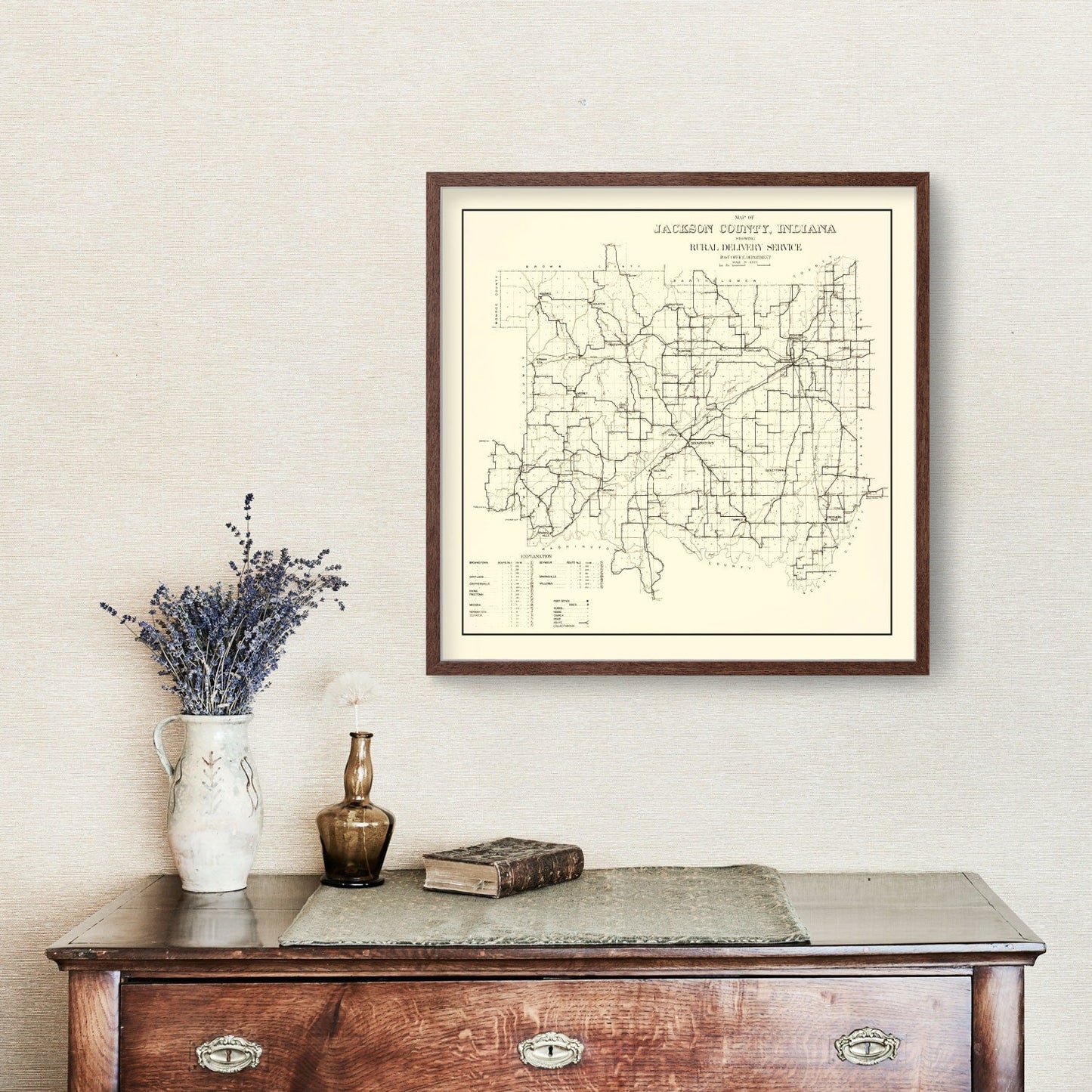 Vintage Map of Jackson County, Indiana 1910