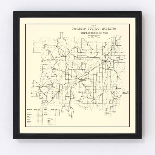 Vintage Map of Jackson County, Indiana 1910