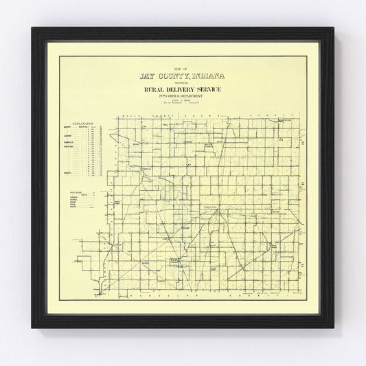 Vintage Map of Jay County, Indiana 1910