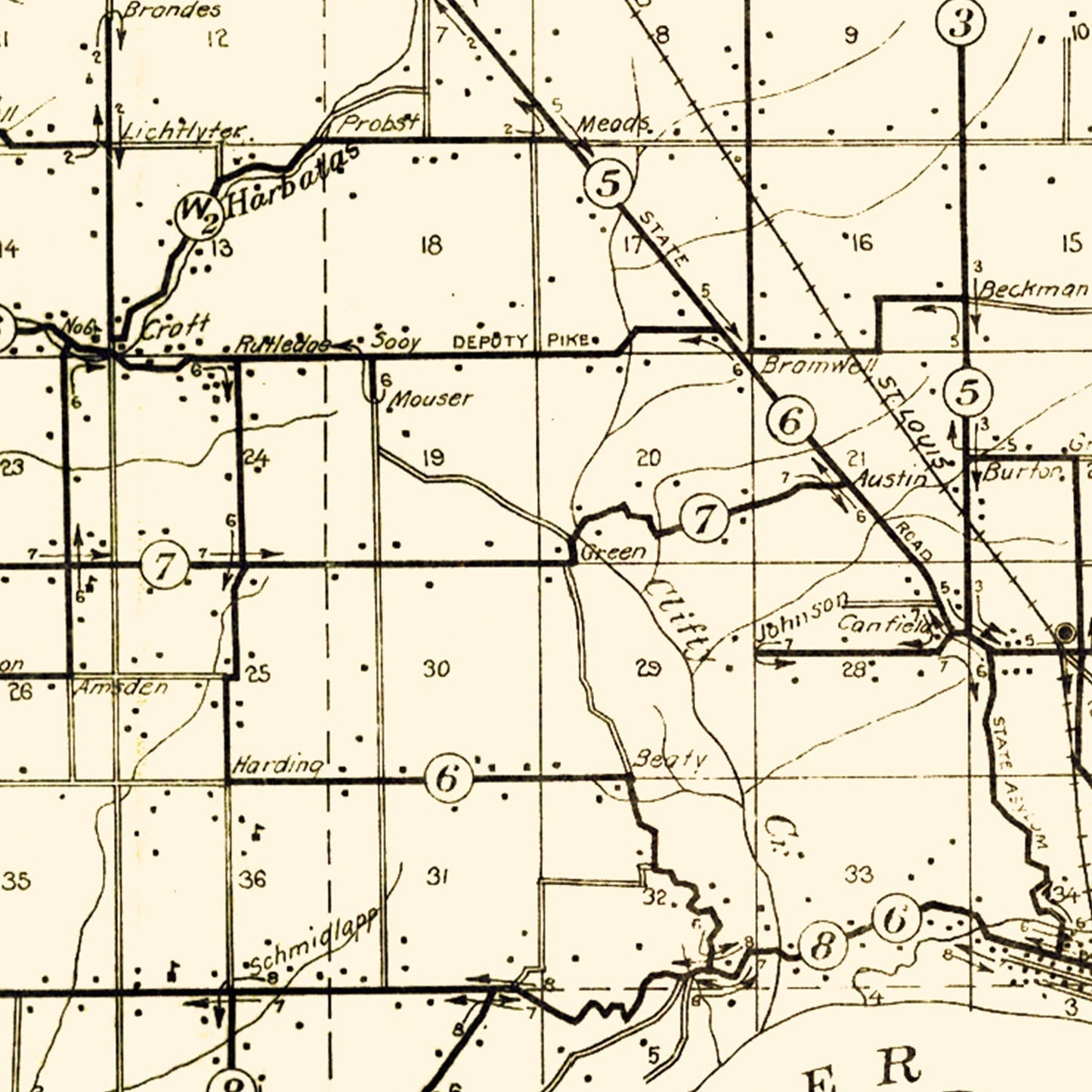 Vintage Map of Jefferson County, Indiana 1911