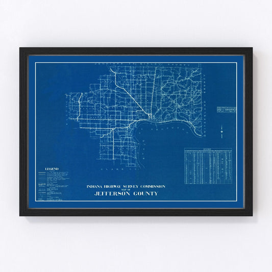 Vintage Map of Jefferson County, Indiana 1936