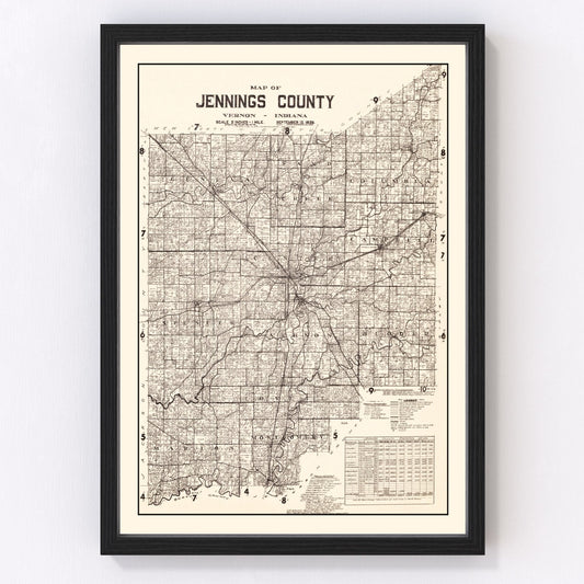 Vintage Map of Jennings County, Indiana 1935