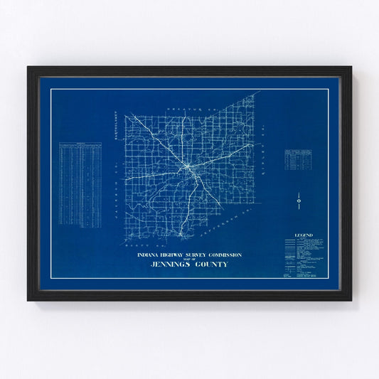 Vintage Map of Jennings County, Indiana 1936