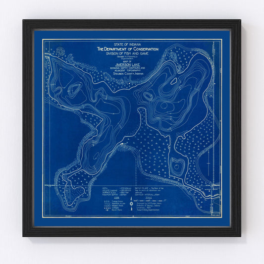 Vintage Jimerson Lake, IN Map 1923
