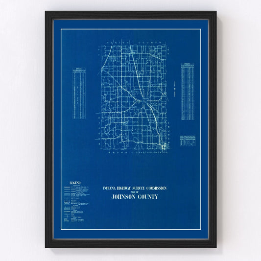Vintage Map of Johnson County, Indiana 1936