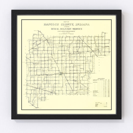 Vintage Map of Hancock County, Indiana 1911