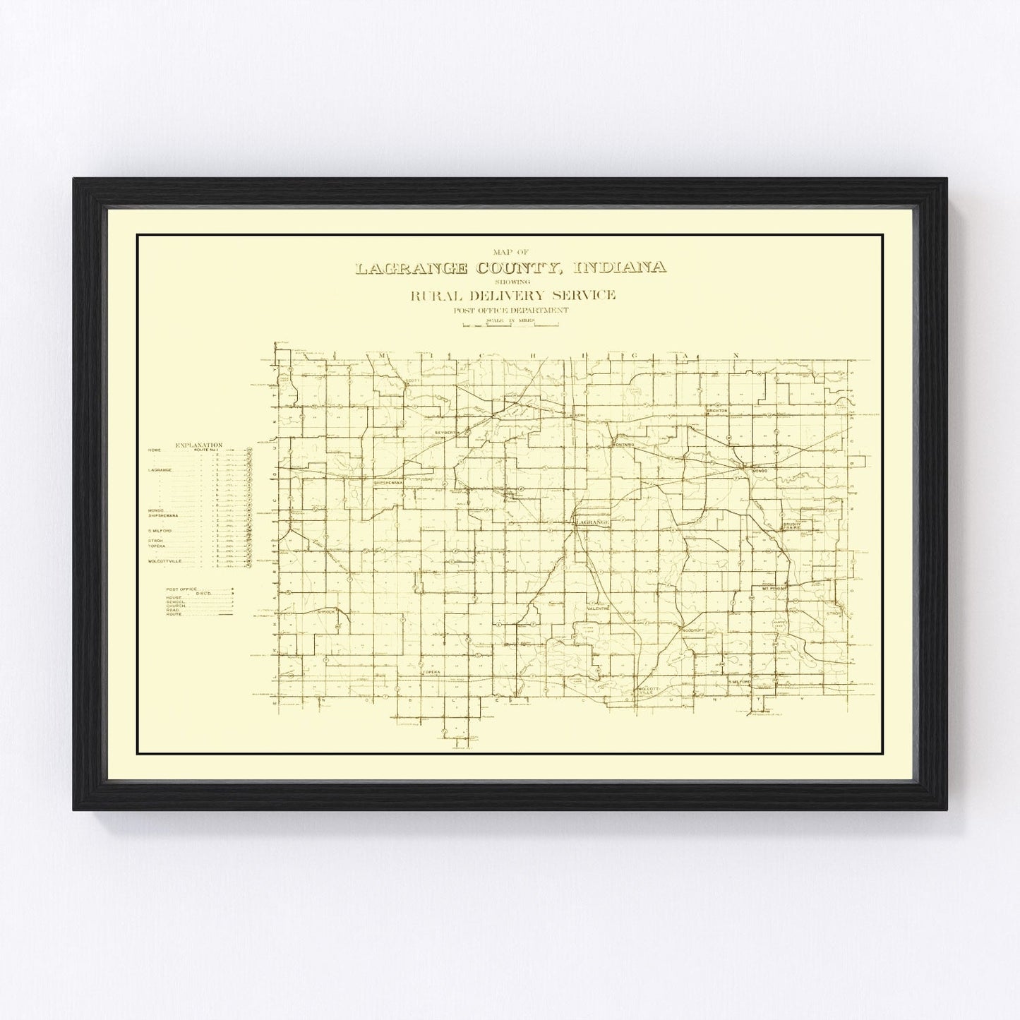 Vintage Map of LaGrange County, Indiana 1909