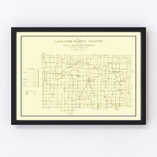 Vintage Map of LaGrange County, Indiana 1909