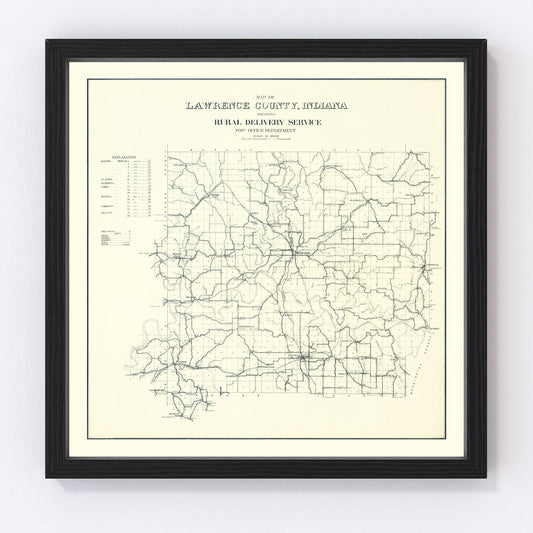 Vintage Map of Lawrence County, Indiana 1909