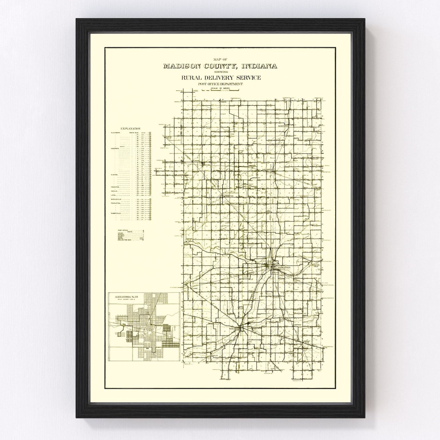 Vintage Map of Madison County, Indiana 1910