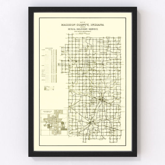 Vintage Map of Madison County, Indiana 1910