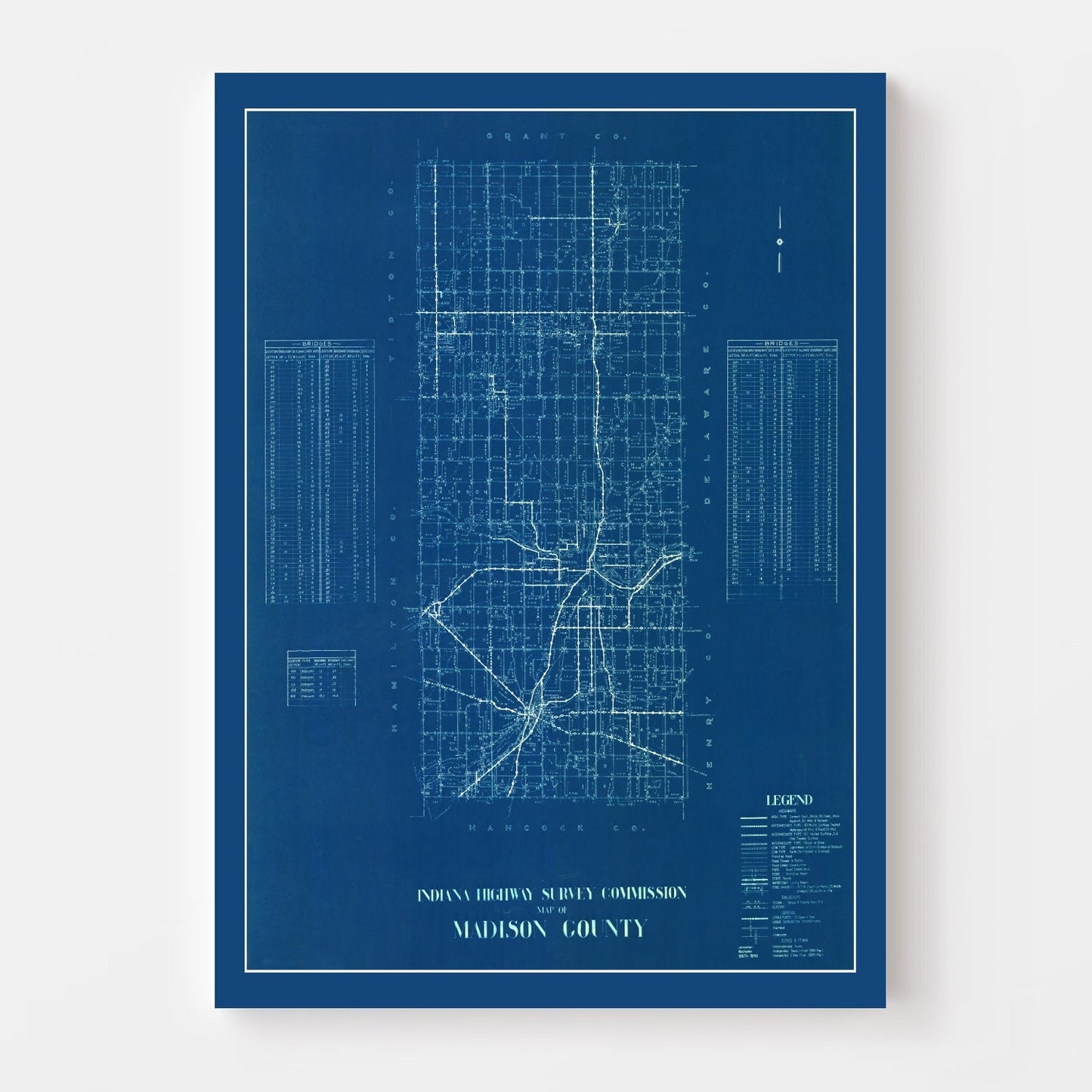 Vintage Map of Madison County, Indiana 1936