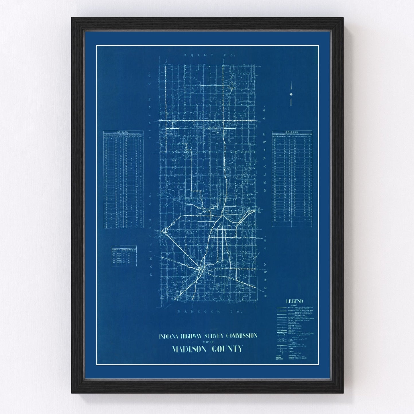 Vintage Map of Madison County, Indiana 1936