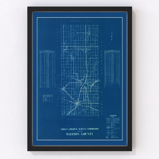 Vintage Map of Madison County, Indiana 1936