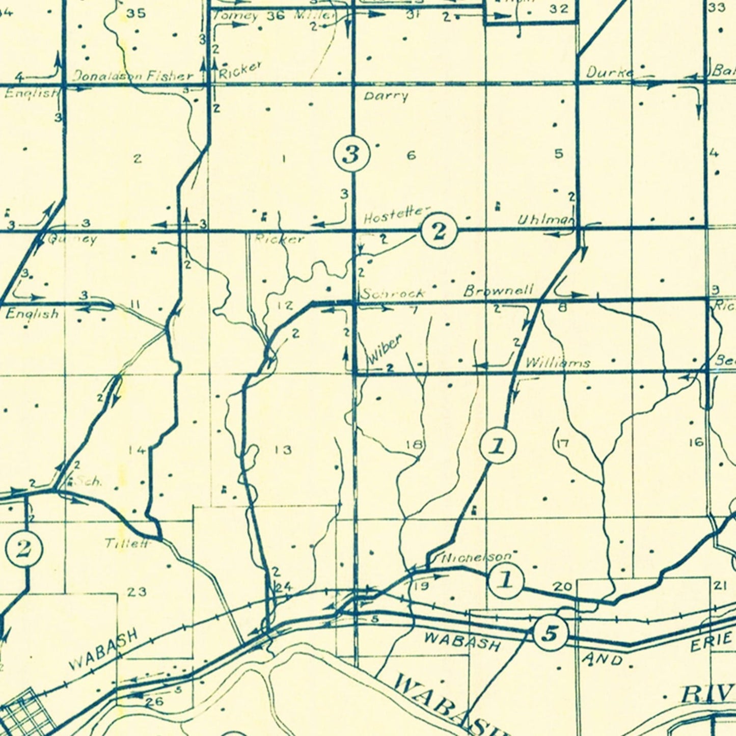 Vintage Map of Miami County, Indiana 1911