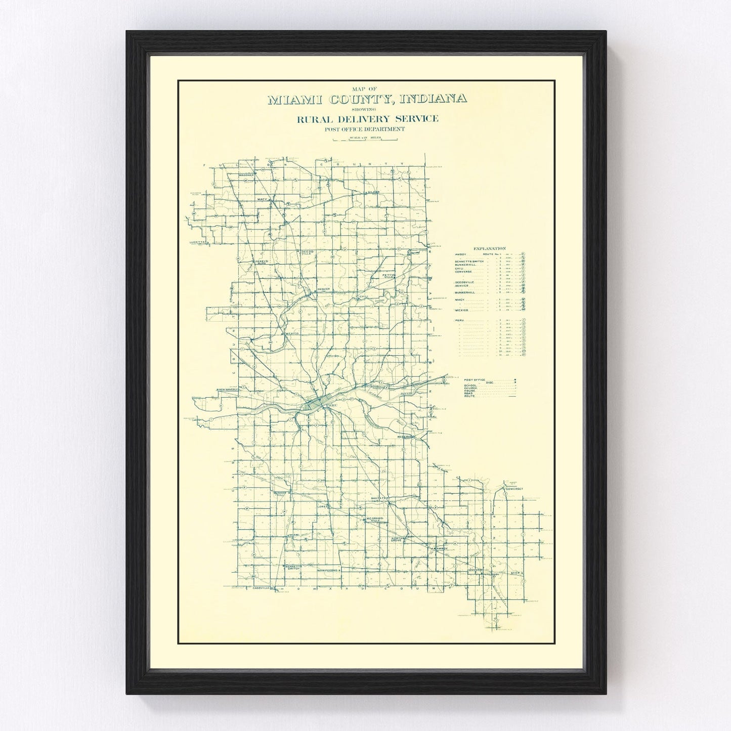 Vintage Map of Miami County, Indiana 1911