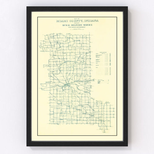 Vintage Map of Miami County, Indiana 1911