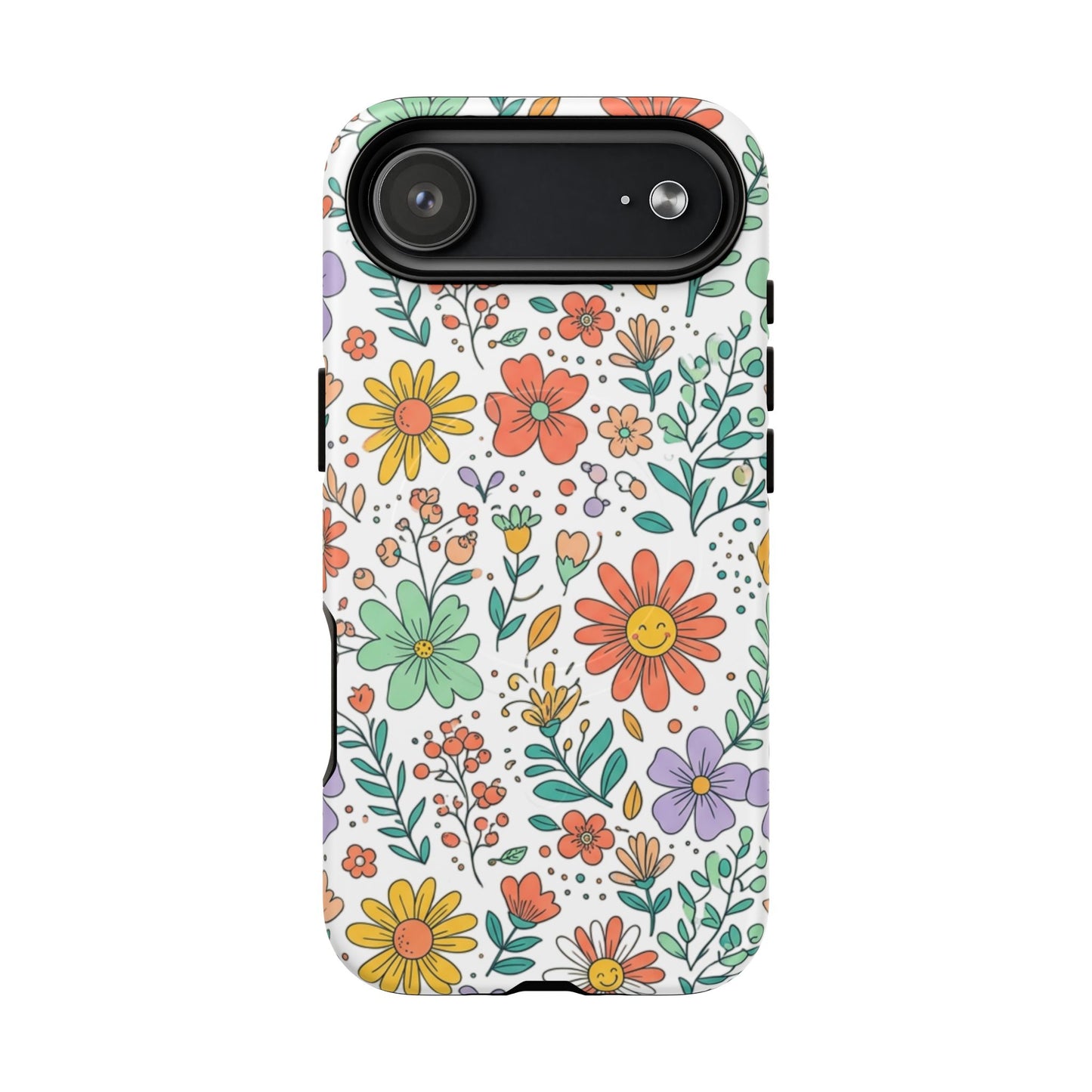 Floral Doodle Tough Magnetic Phone Case – Colorful Wildflower Protection