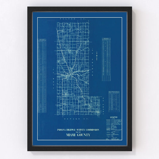 Vintage Map of Miami County, Indiana 1936