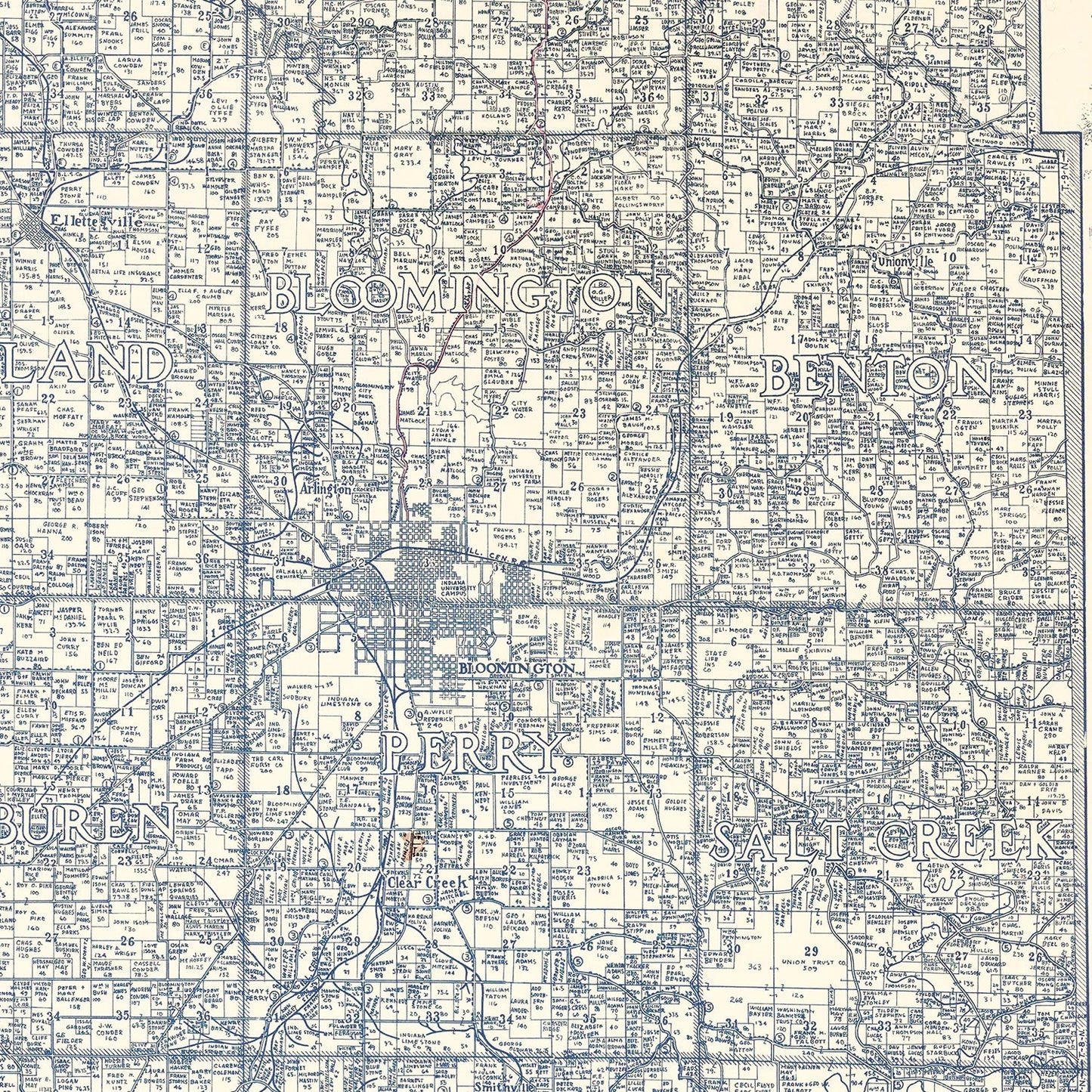 Vintage Map of Monroe County, Indiana 1932