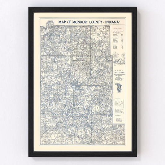 Vintage Map of Monroe County, Indiana 1932
