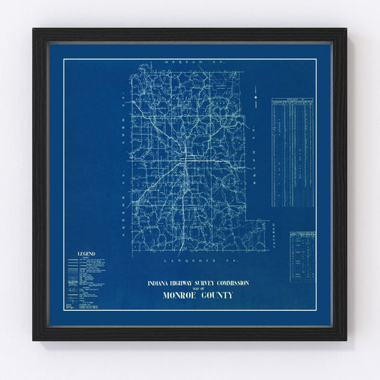 Vintage Map of Monroe County, Indiana 1936