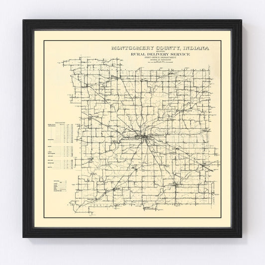 Vintage Map of Montgomery County, Indiana 1912