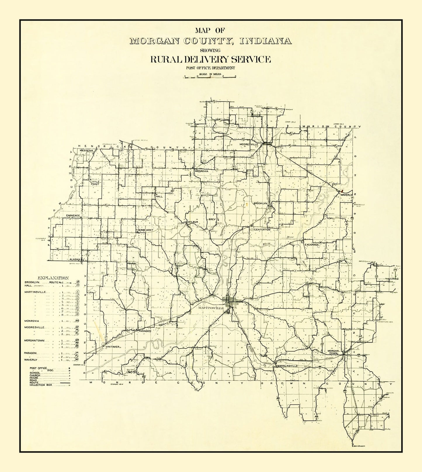 Vintage Map of Morgan County, Indiana 1911