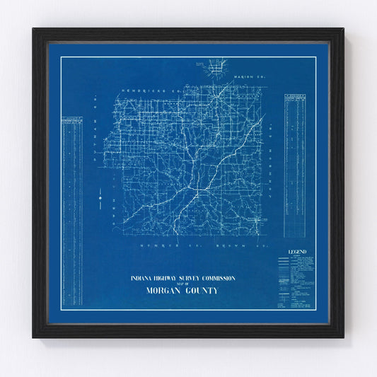 Vintage Map of Morgan County, Indiana 1936