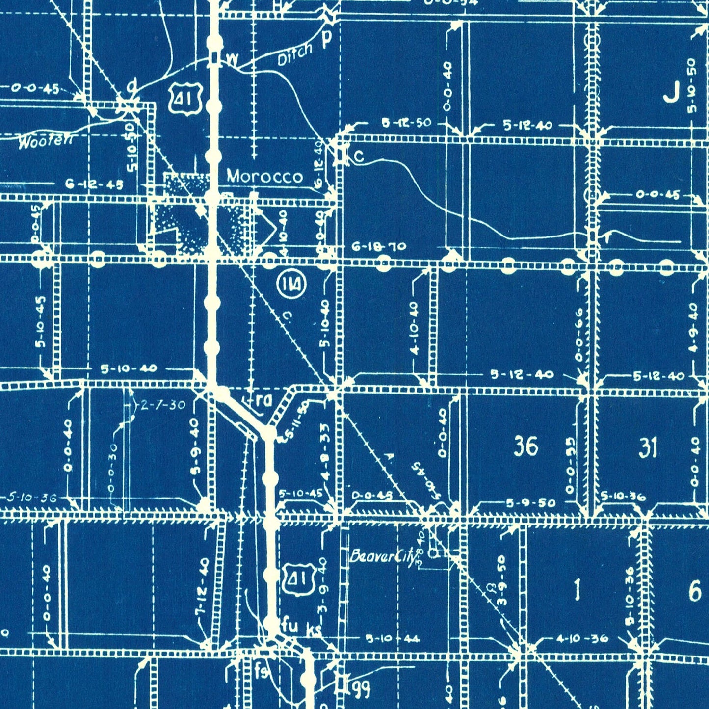 Vintage Map of Newton County, Indiana 1936