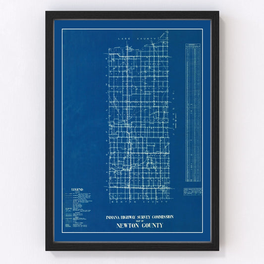 Vintage Map of Newton County, Indiana 1936