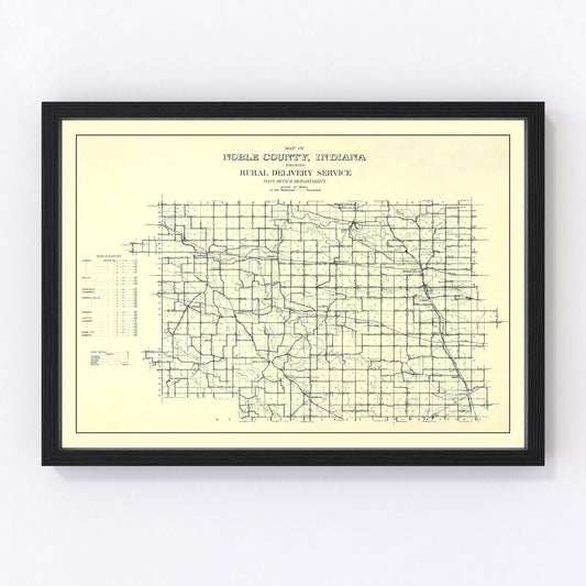Vintage Map of Noble County, Indiana 1909