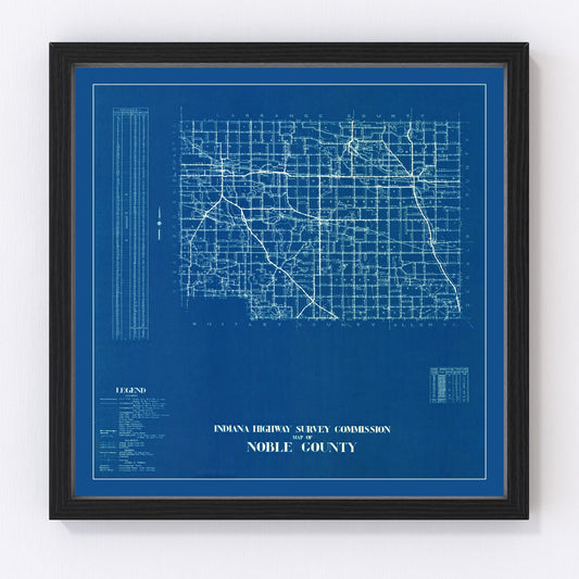 Vintage Map of Noble County, Indiana 1936