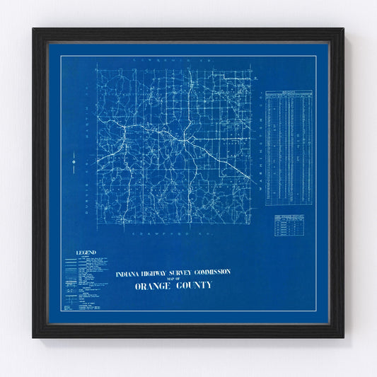 Vintage Map of Orange County, Indiana 1936