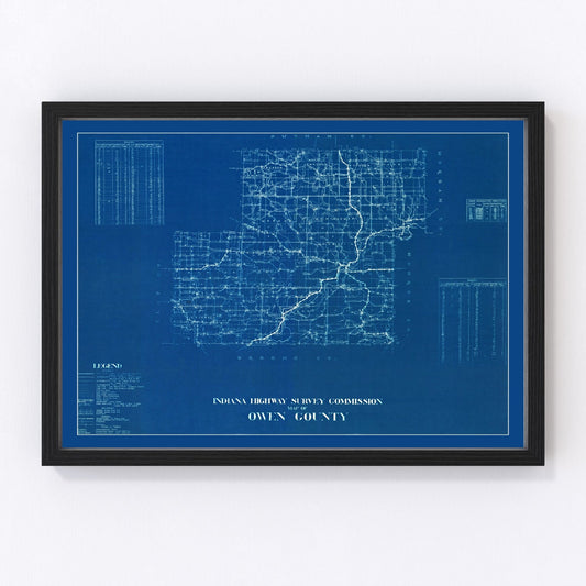 Vintage Map of Owen County, Indiana 1936