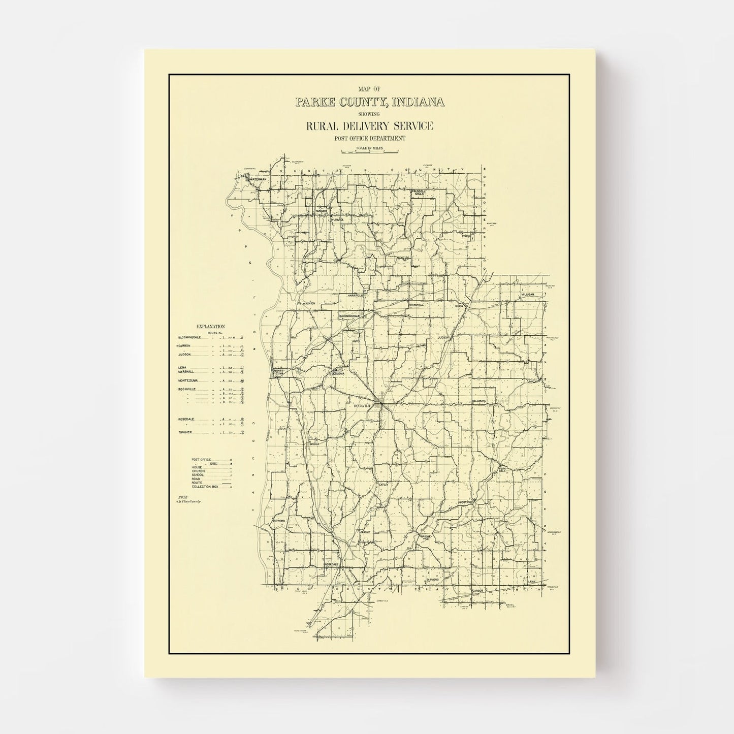 Vintage Map of Parke County, Indiana 1911