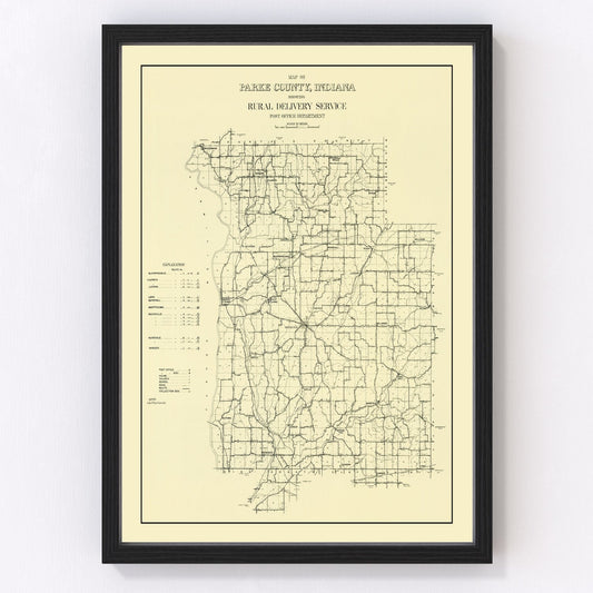 Vintage Map of Parke County, Indiana 1911