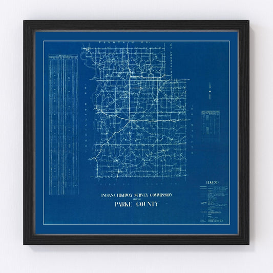 Vintage Map of Parke County, Indiana 1936