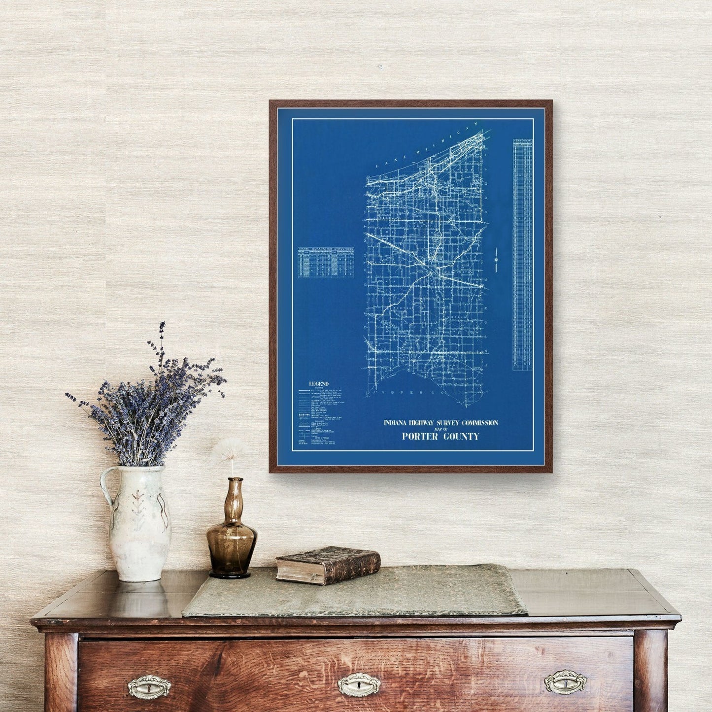 Vintage Map of Porter County, Indiana 1936