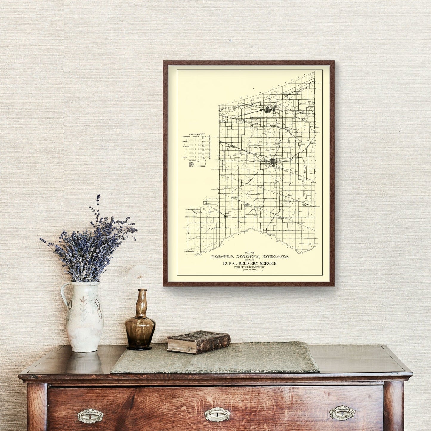 Vintage Map of Porter County, Indiana 1911