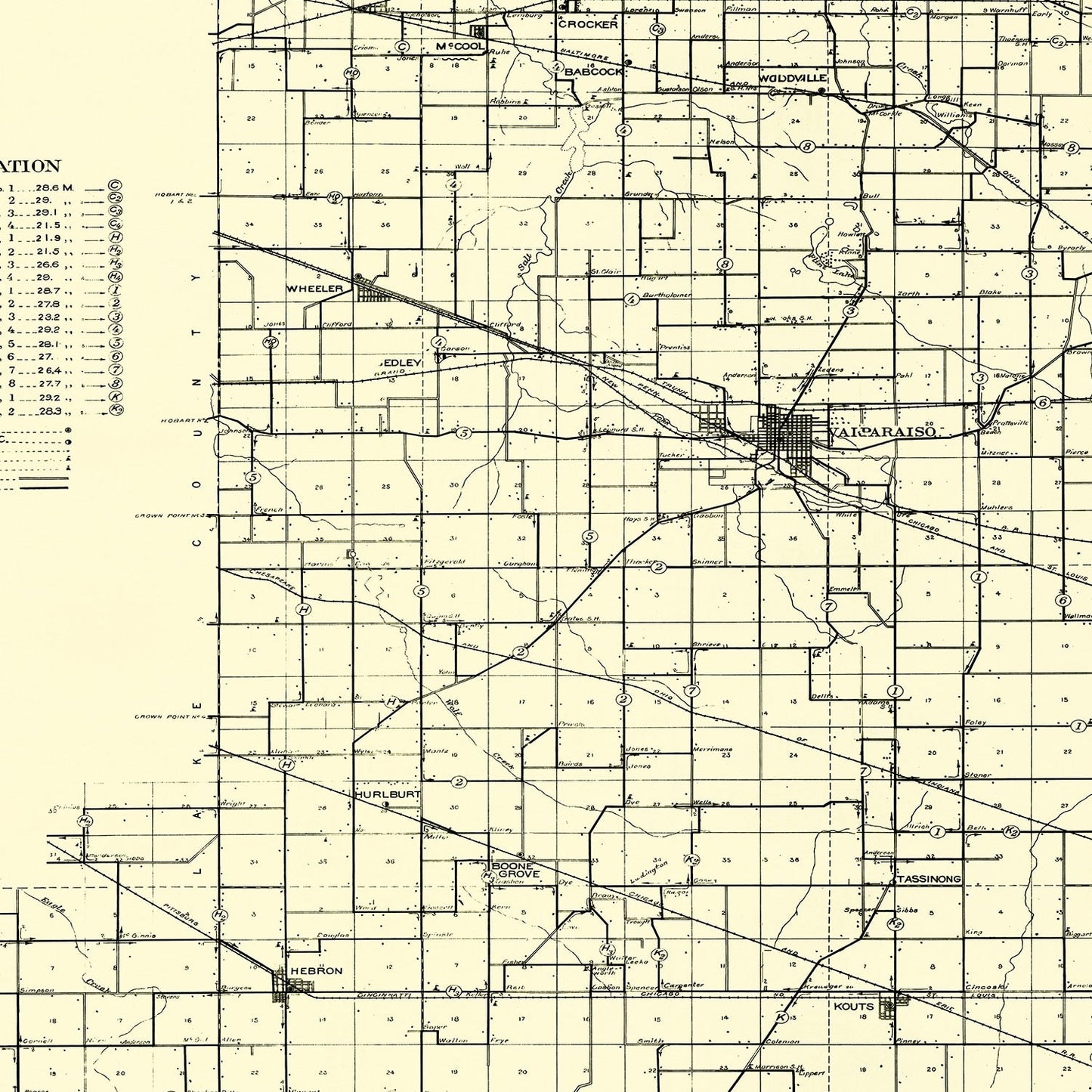 Vintage Map of Porter County, Indiana 1911