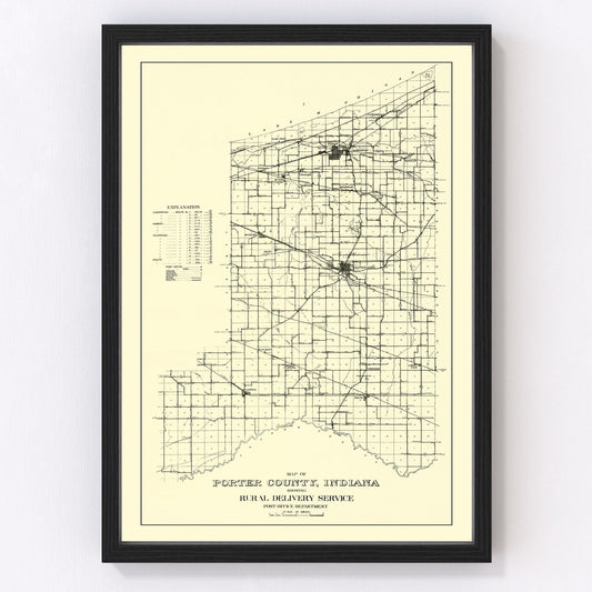 Vintage Map of Porter County, Indiana 1911