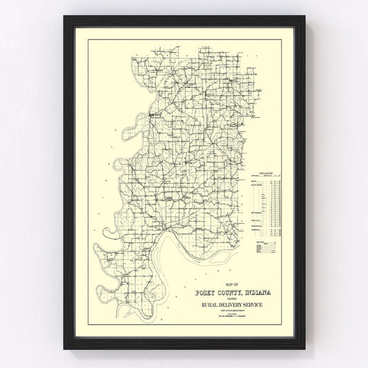 Vintage Map of Posey County, Indiana 1909
