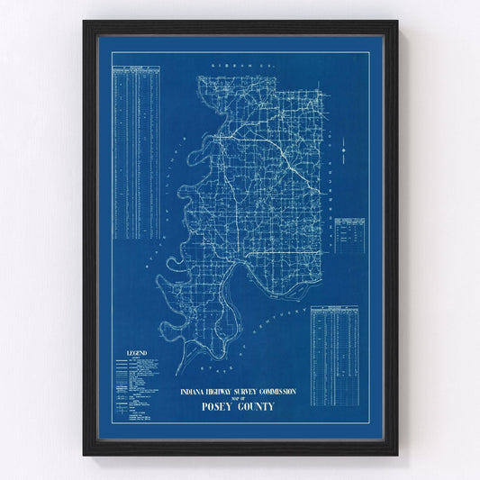 Vintage Map of Posey County, Indiana 1936